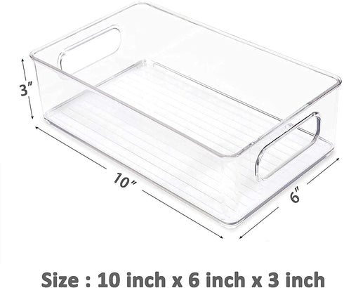 MLTS Fridge organizer | Stackable Storage Bins Clear Plastic Pantry Rack Refrigerator Kitchen Cabinet Frozen pod dividers Mini can holder Food Safe Multiple Use Pack of 2