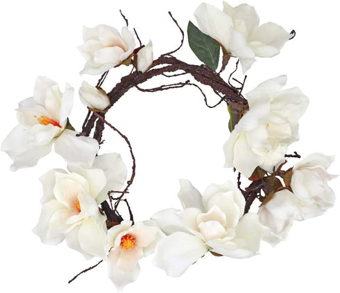 6.1 Ft Artificial Magnolia Flower Garland Hanging for Wedding Arch Wall Backdrop Home Garden Decoration (White)
