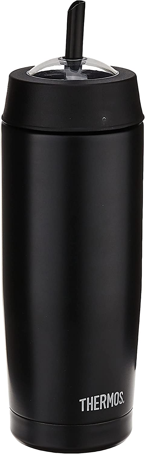Thermos 18 Ounce Vacuum Insulated Cold Cup with Straw, Black