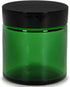 Vivaplex, 12, Green, 4 oz, Round Glass Jars, with Inner Liners and black Lids