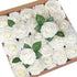 Mocoosy 50Pcs Artificial Flowers Rose, Ivory White Fake Roses for Decorations, Real Looking Foam Rose Bulk with Stems for DIY Wedding Bouquets Centerpieces Floral Arrangements Mothers Day Party Home Decor