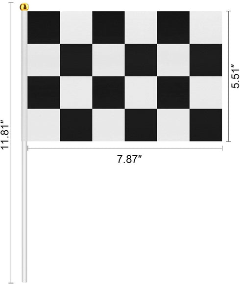 OOTSR 32ft Checkered Black and White Pennant Banner Racing Flags, and 30pcs Checkered Flags with Plastic Stick (8x5.5 Inch)