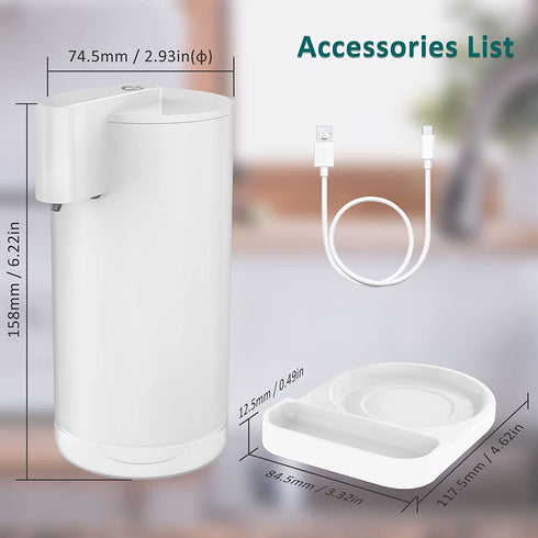 Touchless Automatic Foaming Soap Dispenser: YISH Electric Countertop Soap Dispenser Rechargeable Hands-Free Soap Dispenser Infrared Motion Sensor Non-Touch Foam Soap Dispenser for Bathroom & Kitchen