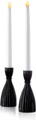 Black Candlestick Holder Set - Glass Taper Candle Holders, Glossy Black Finish, 6 Inch Height, Fits Standard 3/4 Inch Tapered Candles, Modern Kitchen Decor, Halloween Party Centerpiece - Pack of 2