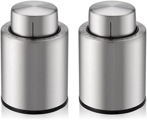 Limx Oasis 2 PACKS of Vacuum Wine Bottle Stoppers,Stainless Steel Wine Vacuum Pump with Silicone Plug, Reusable Wine Preserver with Time Scale,Best Gift Accessories,Oasis S02