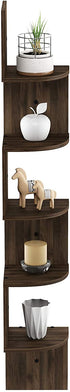 Furinno Rossi Wall Mount Floating Corner Shelf, 5-Tier Radial, Columbia Walnut