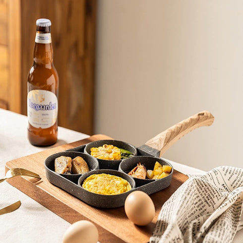 Egg Frying Pan?Non Stick Egg Cooker Pan Compatible with All Heat Sources,for Egg Burger/Breakfast Pancake Pan/Omelette?Suitable for Gas Stove & Induction cooker(four section)