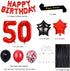 Fancypartyshop Fancy 50TH Birthday Party Decorations Supplies Red Black Later Balloons Happy Birthday Cake Topper Sash Foil Black Curtains Foil Star Balloons Number Red 50