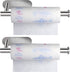 2 Pakc Stainless Steel Paper Towel Holder Under Cabinet, Self Adhesive Wall Mount Paper Towel Holder for Kitchen, Under Counter Paper Roll Rack for Bathroom-Silver