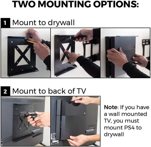 HumanCentric PS4 Mount (Black) | Mount on The Wall or on The Back of The TV | Patent Pending