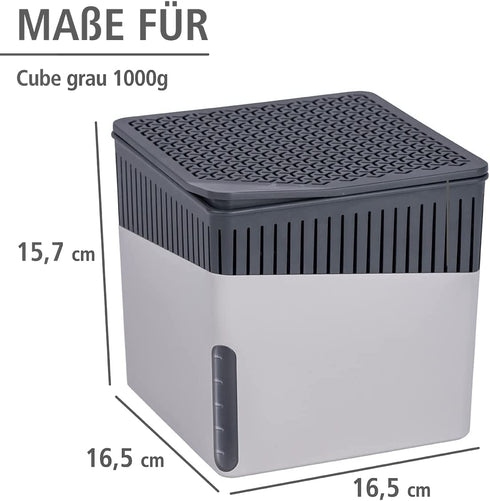 WENKO Portable Dehumidifier, Compact and Rechargeable, Moisture Absorber for Bathroom, Bedroom, Garage, Closet, 2800 Cubic Feet, 2.2lbs, Gray, 6.18 x 6.5 x 6.5, Large