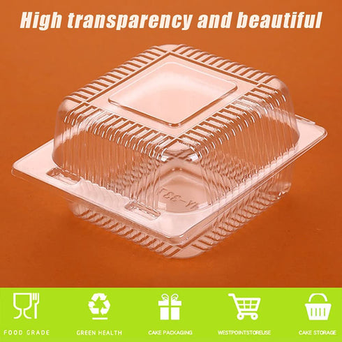 100 PCS Clear Plastic Take Out Containers,Clear Plastic Hinged Food Container,Disposable Clamshell Food Containers for Hamburger,Sandwiches,Cake,Salads,Pasta,Pastry(5.2x4.7x2.8 In)