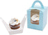 Cupcake Boxes, EUSOAR 25pcs 3.6"x 3.6"x 4.3" Single Cupcake Carrier Containers, Muffin Cupcake Gift Boxes Individual with Window Inserts Handle, for Wedding Birthday Party Treats Gift Packaging Boxes