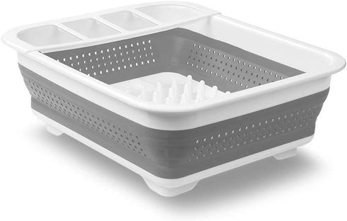 madesmart EMW6337273, Collapsible Dish Rack, Grey/White