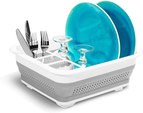madesmart EMW6337273, Collapsible Dish Rack, Grey/White