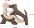 Handmade Wood Decor Sculptures, Sitting Man and Dog Statue, Carved Creative Home Office Gift Decoration Natural ECO Friendly