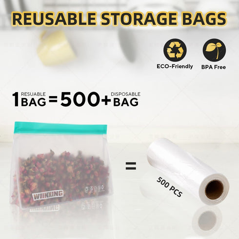 WIINXING Reusable Food Storage Bags- 12 Pack BPA FREE Stand Up and Flat Freezer Bags( 6 Large Leakproof Sandwich Bags + 6 Medium Food Grade Kids Snack Bags) Resealable Lunch Bag for Meat Fruit Veggies