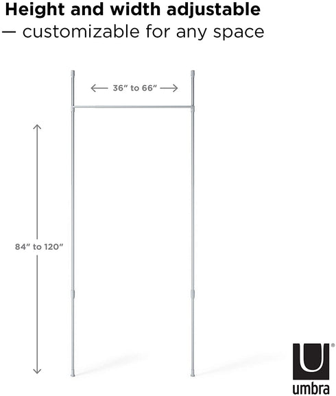 Umbra Anywhere Expandable Room Divider, Tension Curtain Rod, Damage Free, 36 to 66 Inches, Nickel