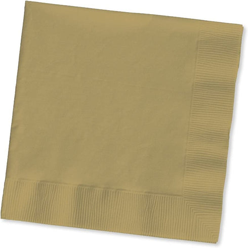 Creative Converting Paper Beverage Napkins, 5" x 5", Glittering Gold