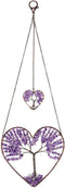 PESOENTH Amethyst Heart Tree of Life Dream Catcher Hanging Ornament Bohemian Purple Double Hearts Tree of Life Wall Art Window Car Hanging Decorations for Home Bedroom Decor