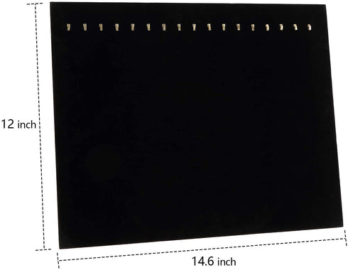 Foraineam 3 Pack Black Velvet Jewelry Display with 17 Hooks Necklace Tray Organizer Pad Bracelets Pendants Chains Showcase Stands