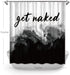 Black Ombre Shower Curtain Get Naked Shower Curtain White Grey Funny Cute Art Fonts Quotes Fabric Shower Curtain Set for Bathroom Decor Waterproof with Hooks, 72 x 72 Inches