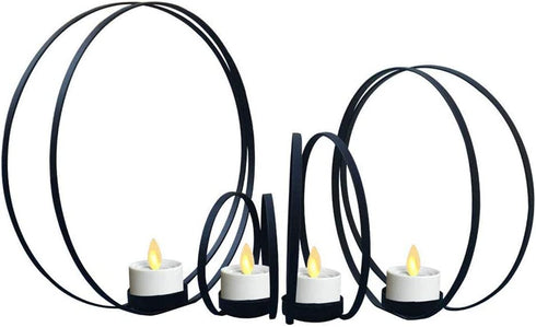 smtyle Christmas Black Candle Holders for Tea Light Haunted Candelabra Prop Set of 4 for Votive Tealight Candles with Metal Ring Shape