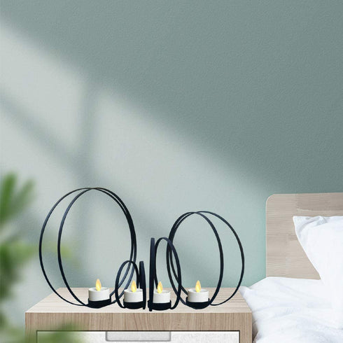 smtyle Christmas Black Candle Holders for Tea Light Haunted Candelabra Prop Set of 4 for Votive Tealight Candles with Metal Ring Shape