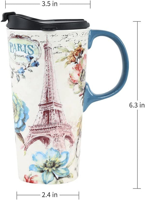 17 oz. Ceramic Travel Mugs and Coffee Cup with Sealed Lid and Color Box