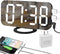 EVILTO Modern Alarm Clock with USB Charger Ports Digital Mirror Alarm Clock Best Decorative for Table Bedroom Wall LED Time Clock Unique Square Alarm Clocks Plug in Clock with Charging Plug