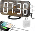 EVILTO Modern Alarm Clock with USB Charger Ports Digital Mirror Alarm Clock Best Decorative for Table Bedroom Wall LED Time Clock Unique Square Alarm Clocks Plug in Clock with Charging Plug