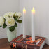 DRomance White Flameless Taper Candles with Remote and Timer, Moving Wick LED Flickering Window Candles Battery Operated 0.78 x 9.5 Inches Real Wax Amber Yellow Christmas Decoration Candles Set of 2