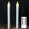 DRomance White Flameless Taper Candles with Remote and Timer, Moving Wick LED Flickering Window Candles Battery Operated 0.78 x 9.5 Inches Real Wax Amber Yellow Christmas Decoration Candles Set of 2