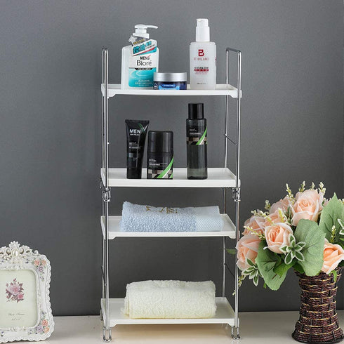 KINGBERWI 2-Tier Standing Storage Shelf Kitchen Bathroom Countertop Stackable Organizer Spice Rack Holder, Silver