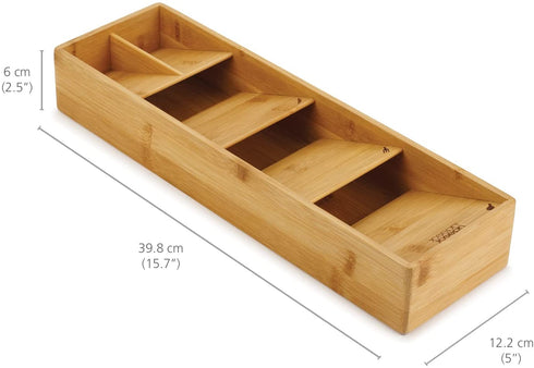 Joseph Joseph 85168 DrawerStore Compact Cutlery Organizer Kitchen Drawer Tray, Small, Bamboo