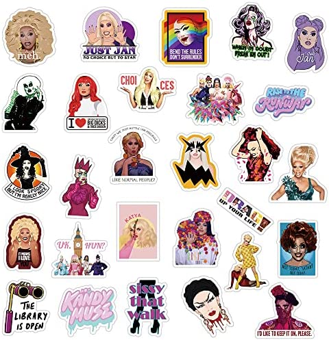 50Pcs RuPaul's Drag Race Stickers Tv Show Stickers Pack, Drag Funny Aesthetic Vinyl Waterproof Stickers for Water Bottles,Laptop,Skateboard,Phone,Computer,Bumper,Car Decals ?Gift for Adults LGBTQ…