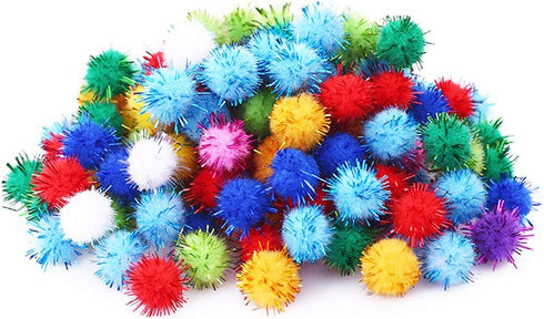Rimobul 50PCS 1.5 INCH Sparkly Cat Toys Extra Large Cat's Favorite Chase Glitter Ball Toy Sparkle Pom Pom Balls