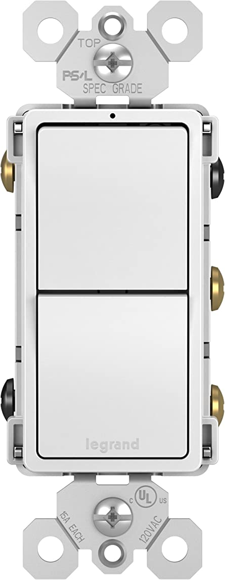 Legrand radiant 15 Amp Combination Switches, Rocker Wall Light Switch, White, 2 3-Way Switches, RCD33WCC6
