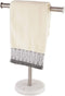 Hand Towel Holder with Heavy Marble Base, T-Shape Towel Rack, Modern Tree Rack Free Standing for Bathroom Vanity Countertop, 304 Stainless Steel, Brushed Finished (Silver)