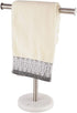 Hand Towel Holder with Heavy Marble Base, T-Shape Towel Rack, Modern Tree Rack Free Standing for Bathroom Vanity Countertop, 304 Stainless Steel, Brushed Finished (Silver)