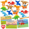 28 PCS Dinosaur Erasers Valentines Day Gifts Cards for Kids Classroom School, 3D Mini Puzzle Pencil Erasers Bulk Toys Kids Valentines Day Exchange Gift Cards for Boys Girls Valentine Party Favors
