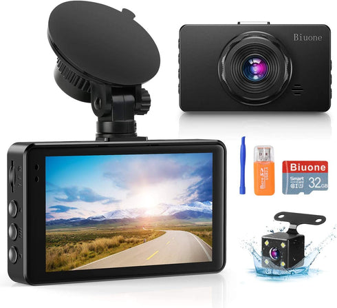 Dash Camera for Cars, Super Night Vision Dash Cam Front and Rear with 32G SD Card, 1080P FHD DVR Car Dashboard Camera with G-Sensor, WDR, Parking Monitor, Loop Recording, Motion Detection ?2022?