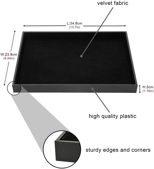 JETEHO Black Velvet Stackable Jewelry Tray Showcase Display Stackable Necklace Bracelet Ring Showcase Display Empty Plate