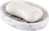 YININE Soap Dish, Marble Look Bar Soap Holder Oval Soap Sponge Tray Soap Case Box Saver for Bathroom Shower Kitchen Sink- White Marble Look
