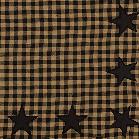 VHC Brands Black Star Runner Woven 13x48 Country Rustic Kitchen Tabletop Design, Raven Black and Tan