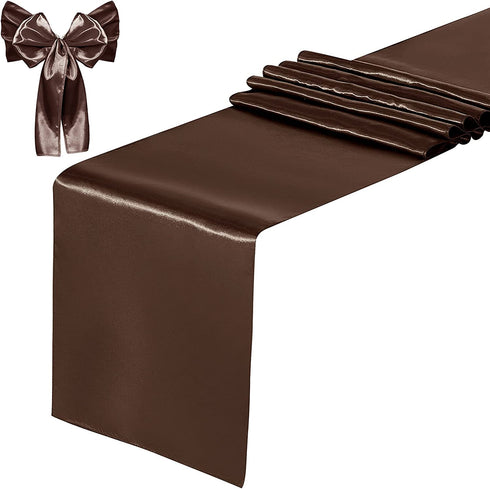 yourose 1 Pack Satin Table Runners 12 x 108 inch for Wedding Banquet Decoration, Bright Silk and Smooth Fabric Party Table Runner ?Chocolate?1 Piece?
