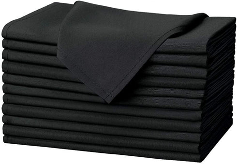Talvania Cloth Dinner Napkins - 12 Pack Luxuriously Soft & Hotel Quality Cotton Napkins, Brilliant Fabric Napkins (18 X 18) Perfect for Events, Hotel & Home Use (Black)