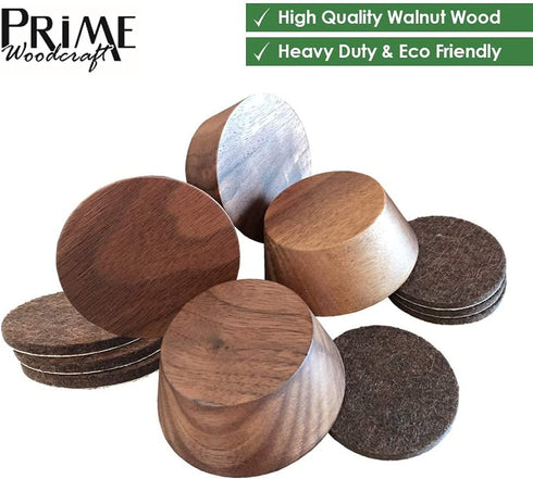 Prime Woodcraft Walnut Wood Furniture Risers - Premium Wooden Furniture Lift with 1 Inch Extra Height for Cleaning and Convenience - Bed Riser, Sofa Riser, Desk Riser for Home and Office (4 Pack)