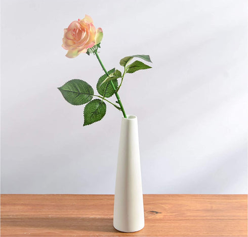 HOMOKUS White Ceramic Bud Vases Set of 3, Conic Small Bud Decorative Floral Vase Home Decor Centerpieces, Connected Tubes White Vase Set