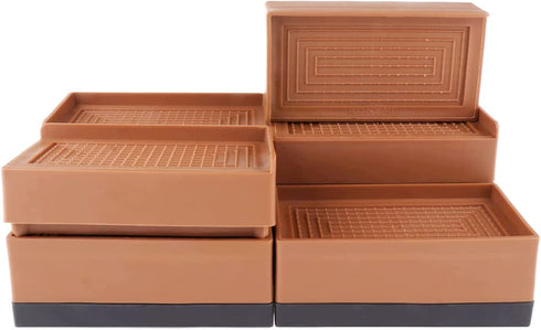 Ronyme Bed Risers or Adjustable Furniture Risers -8, 5 or 3 Inches Stackable Heavy Duty Risers for Soft,Bed,Table and Chair Supports up to 1300 lbs (4 Pack,Brown)